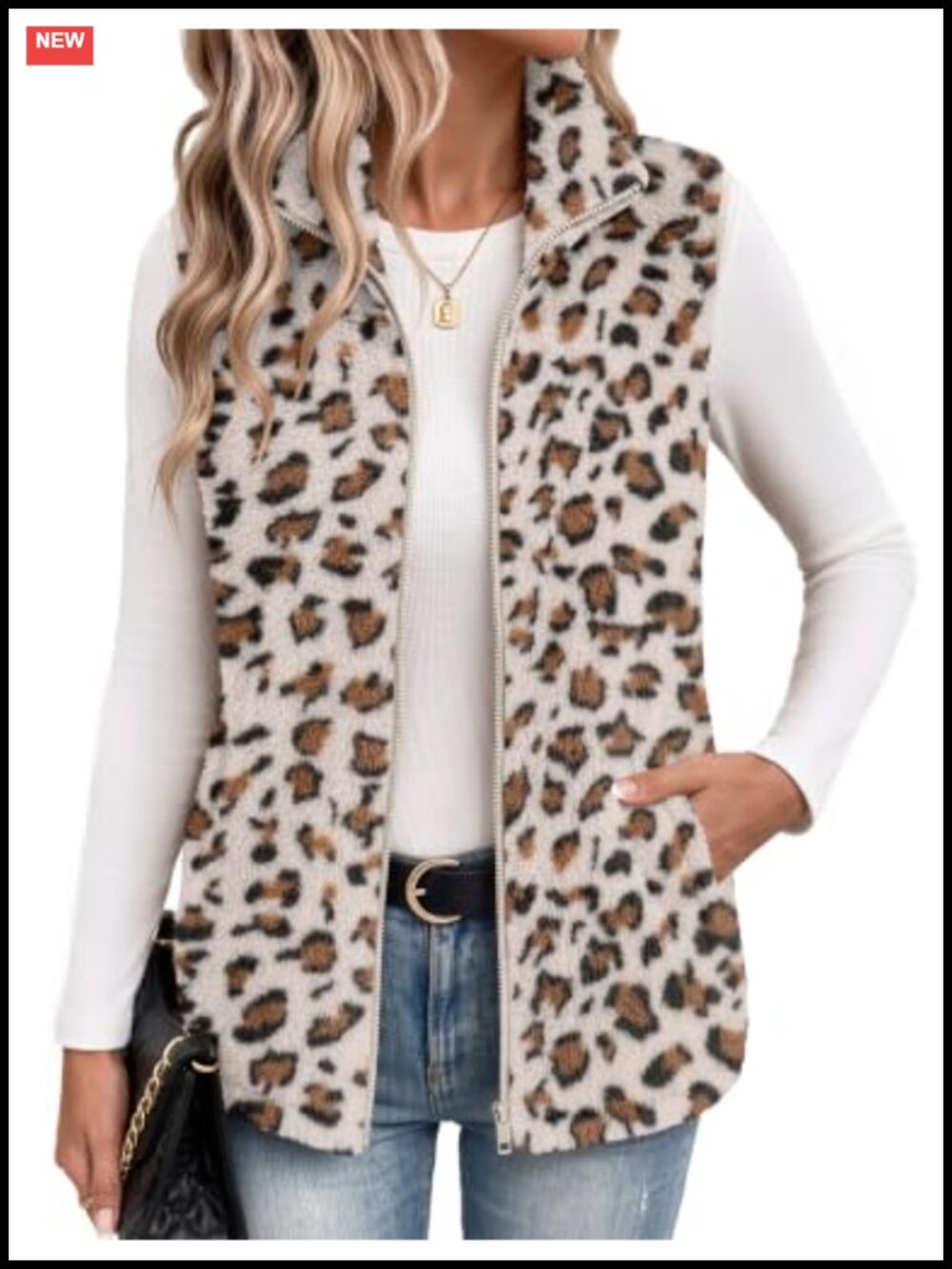 Women's Sleeveless Sherpa Fleece Vest Zip Up Fall Coat